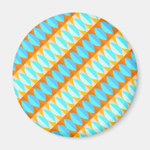 Farbenfrohes Türkis Blau Orange Gelb Muster Magnet