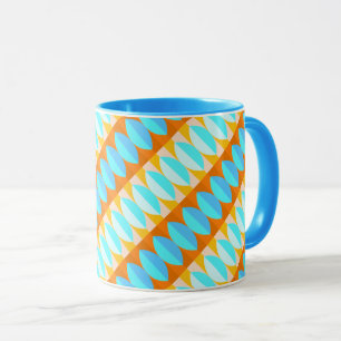 Farbenfrohes Türkis Blau Orange Gelb Muster Tasse