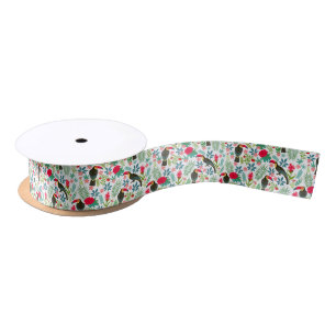 farbenfrohes tuskanisches tropisches Blumenmuster Satinband