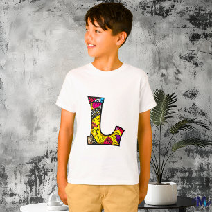 Farbenfrohes und lustiges Monogramm L tribal und D T-Shirt