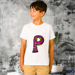 Farbenfrohes und lustiges Monogramm P Tribal und D T-Shirt