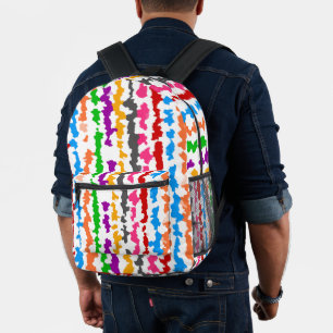 Farbenfrohes unregelmäßiges abstraktes Design Weiß Bedruckter Rucksack