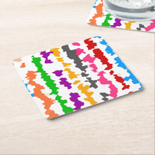Farbenfrohes unregelmäßiges abstraktes Design Weiß Rechteckiger Pappuntersetzer