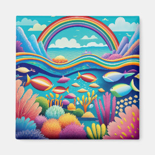 Farbenfrohes Unterwasser unter dem Regenbogen Magnet