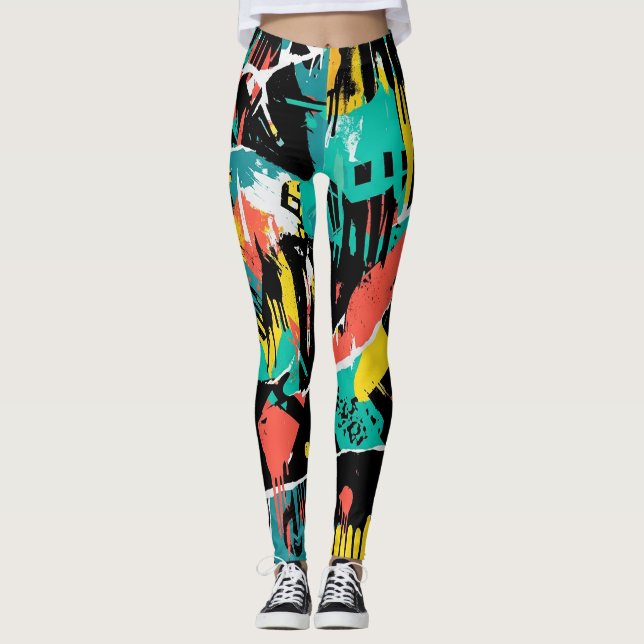 Farbenfrohes urbanes Graffiti-Muster (13) Leggings (Vorderseite)