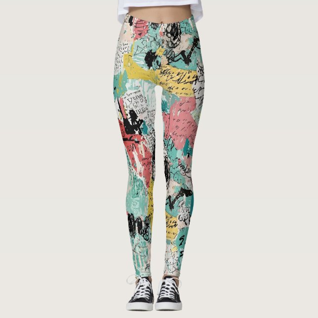 Farbenfrohes urbanes Graffiti-Muster (2) Leggings (Vorderseite)
