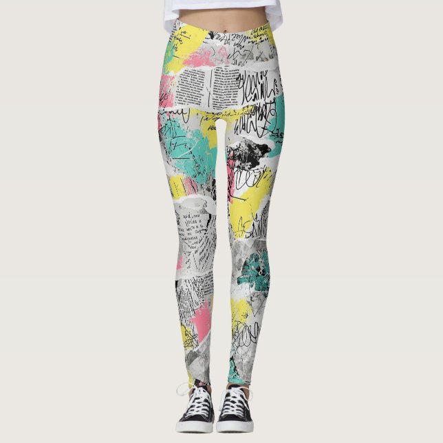 Farbenfrohes urbanes Graffiti-Muster (3) Leggings (Vorderseite)