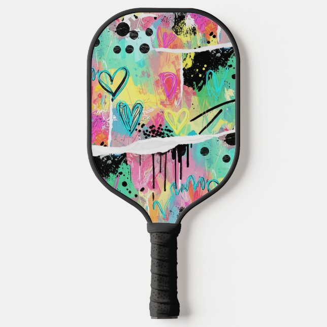 Farbenfrohes urbanes Graffiti-Muster (7) Pickleball Schläger (Vorderseite)
