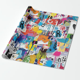 Farbenfrohes urbanes Graffiti-Muster (8) Geschenkpapier