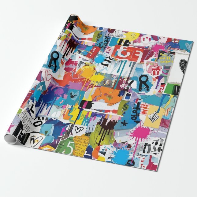 Farbenfrohes urbanes Graffiti-Muster (8) Geschenkpapier (Ungerollt)
