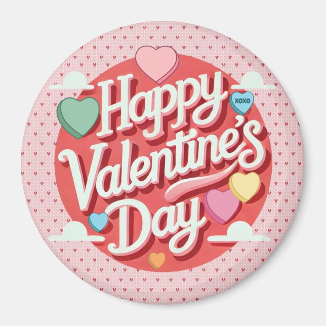 Farbenfrohes Valentinstag-Herz  Magnet (Vorne)