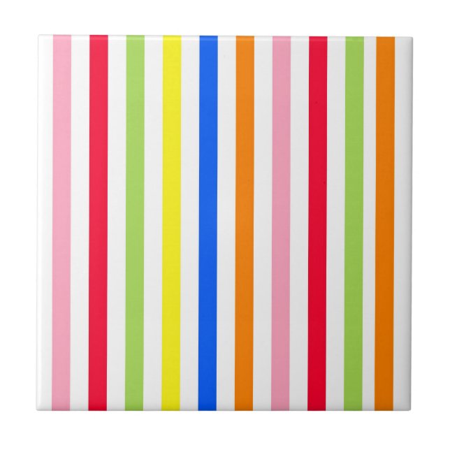 Farbenfrohes Vibrantes Streifenmuster-Design  Fliese (Vorderseite)