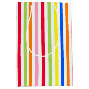 Farbenfrohes Vibrantes Streifenmuster-Design Mittlere Geschenktüte