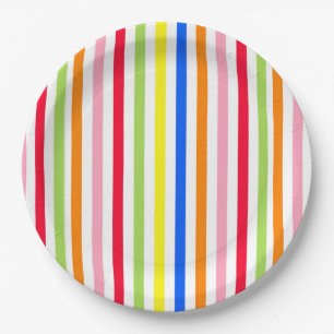 Farbenfrohes Vibrantes Streifenmuster-Design Pappteller