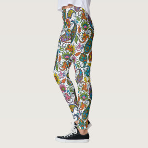 Farbenfrohes vintage-blumen-paisleymuster leggings