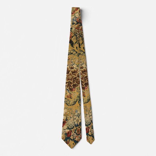 Farbenfrohes Vintage-Blumen-Teppichmuster Krawatte (Vorderseite)