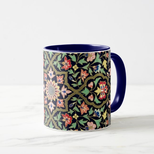 Farbenfrohes vintage-blumiges indisches Mandala-Mu Tasse (VorderseiteRechts)