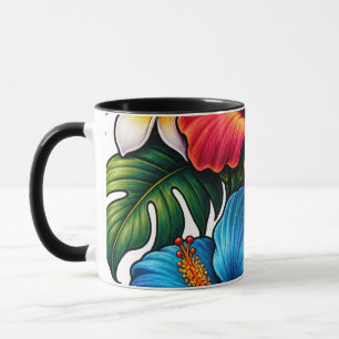 Farbenfrohes Vintage-Floral-Design Damen T-Shirt Tasse