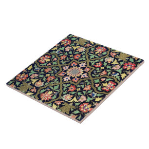Farbenfrohes vintage florales indisches Mandala-Mu Fliese