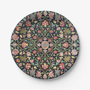 Farbenfrohes vintage florales indisches Mandala-Mu Pappteller