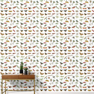 Farbenfrohes Vintage-Insekt Boho-Muster Tapete