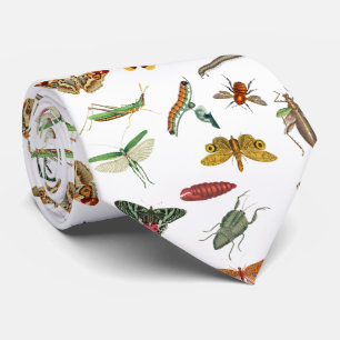 Farbenfrohes Vintage-Insekten-Illustrationsmuster  Krawatte