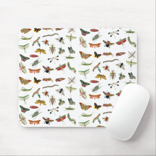 Farbenfrohes Vintage-Insekten-Illustrationsmuster Mousepad