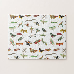 Farbenfrohes Vintage-Insekten-Illustrationsmuster Puzzle