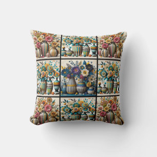 Farbenfrohes Vintage-inspiriertes florales Quiltmu Kissen