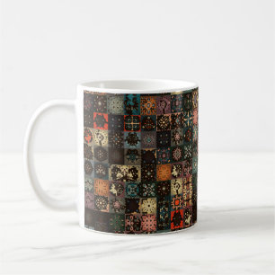 Farbenfrohes vintage nahtloses Muster mit floralen Kaffeetasse