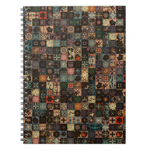 Farbenfrohes vintage nahtloses Muster mit floralen Notizblock