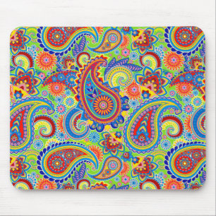 Farbenfrohes Vintage-Ornament Floral Paisley Mousepad