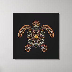 Farbenfrohes vintage Schildkröten-Design Leinwanddruck