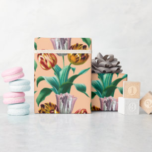 Farbenfrohes vintage Wasserfarbe Tulpen Blumen Mus Geschenkpapier