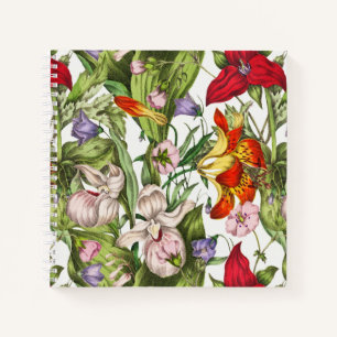 Farbenfrohes vintage Wasserfarben-Blumenmuster Notizbuch