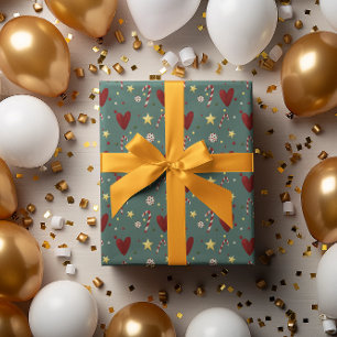 Farbenfrohes Vintage-Weihnachtsthema-Muster Geschenkpapier