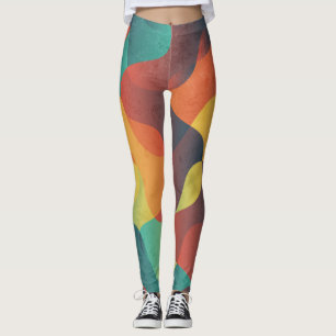Farbenfrohes vintage Wellen abstraktes Muster Leggings