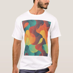 Farbenfrohes vintage Wellen abstraktes Muster T-Shirt