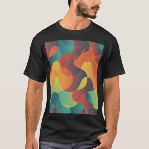 Farbenfrohes vintage Wellen abstraktes Muster T-Shirt
