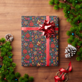 Farbenfrohes volkstümliches Weihnachtspapier Geschenkpapier