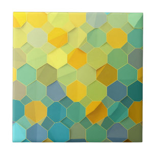 Farbenfrohes Waben-Geometrie-Muster Fliese