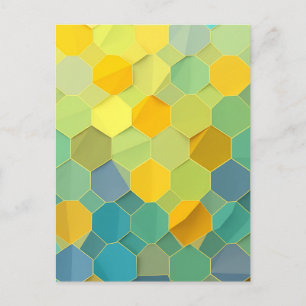 Farbenfrohes Waben-Geometrie-Muster Postkarte