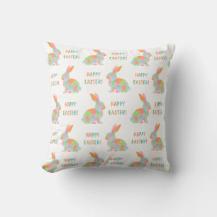 Farbenfrohes Wasserfarben-Hasen-Muster Frohe Oster Kissen