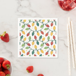 Farbenfrohes Weihnachts-Lichterkette-Muster  Serviette