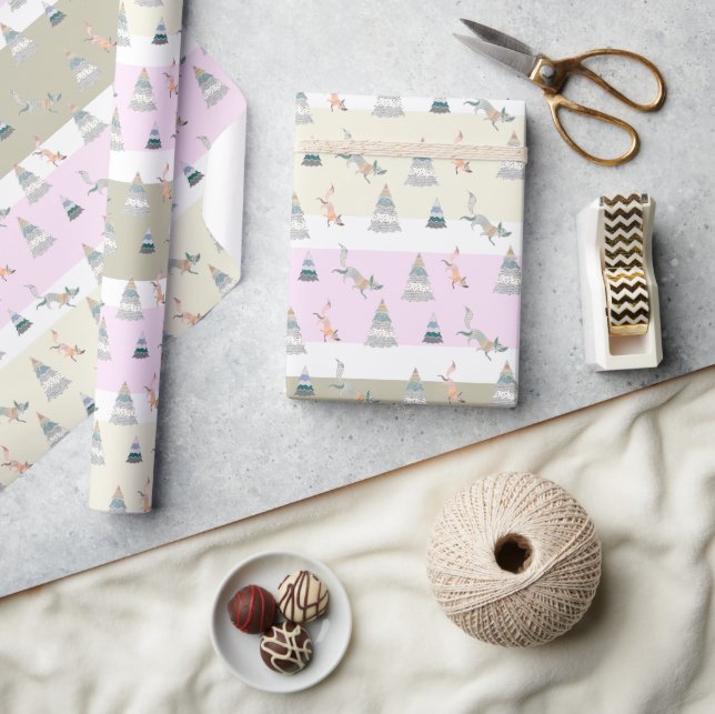 Farbenfrohes Weihnachts-Winter-Wunderland Geschenkpapier (Kunsthandwerk)