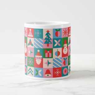 Farbenfrohes Weihnachtsgitter aus Feiertagsicons Jumbo-Tasse
