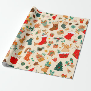 Farbenfrohes Weihnachtsmuster Geschenkpapier