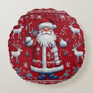 Farbenfrohes Weihnachtsmuster Rundes Kissen