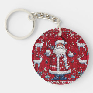 Farbenfrohes Weihnachtsmuster Schlüsselanhänger