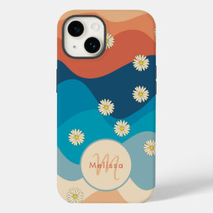 Farbenfrohes Wellen- und Gänseblümchen-Muster-Mono Case-Mate iPhone 14 Hülle
